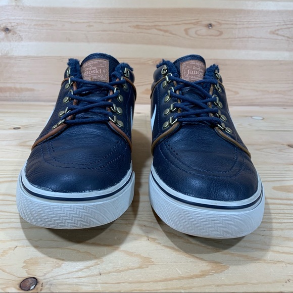 Nike Zoom SB Stefan Janoski Mid Shoes # 472679-423
Leather
Men’s 7.5 Navy White - Picture 5 of 10